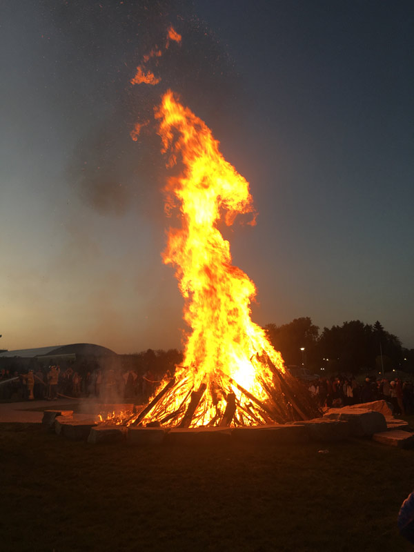A large bonfire