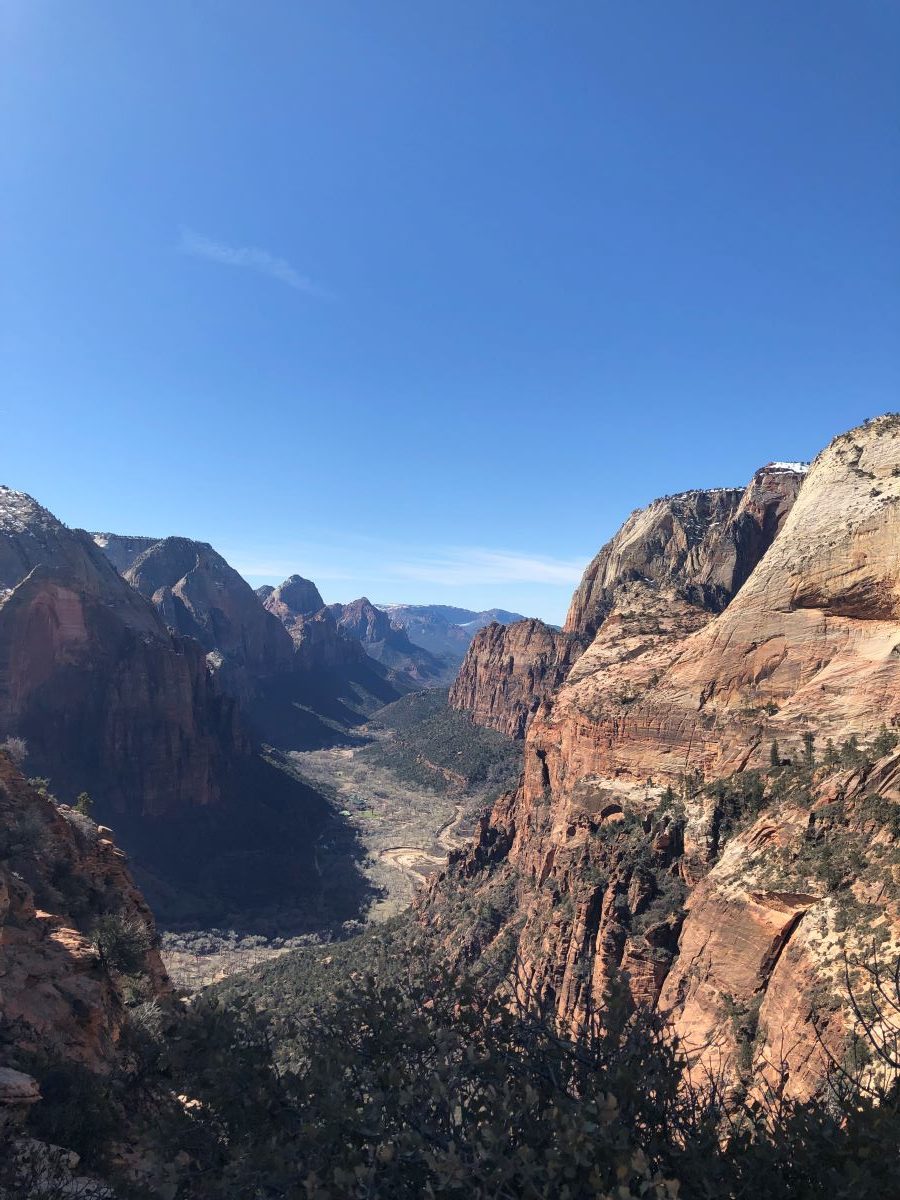 A view down into a canyon