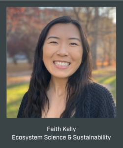 Photo of student named Faith Kelly, smiling with trees in the background