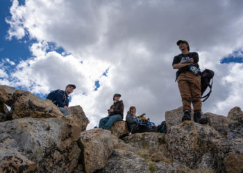 Colorado State University Warner College of Natural Resources NR 220 students hike to Crown Point near the CSU Mountain Campus, June 6, 2023.