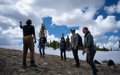 Colorado State University Warner College of Natural Resources NR 220 students hike to Crown Point near the CSU Mountain Campus, June 6, 2023.