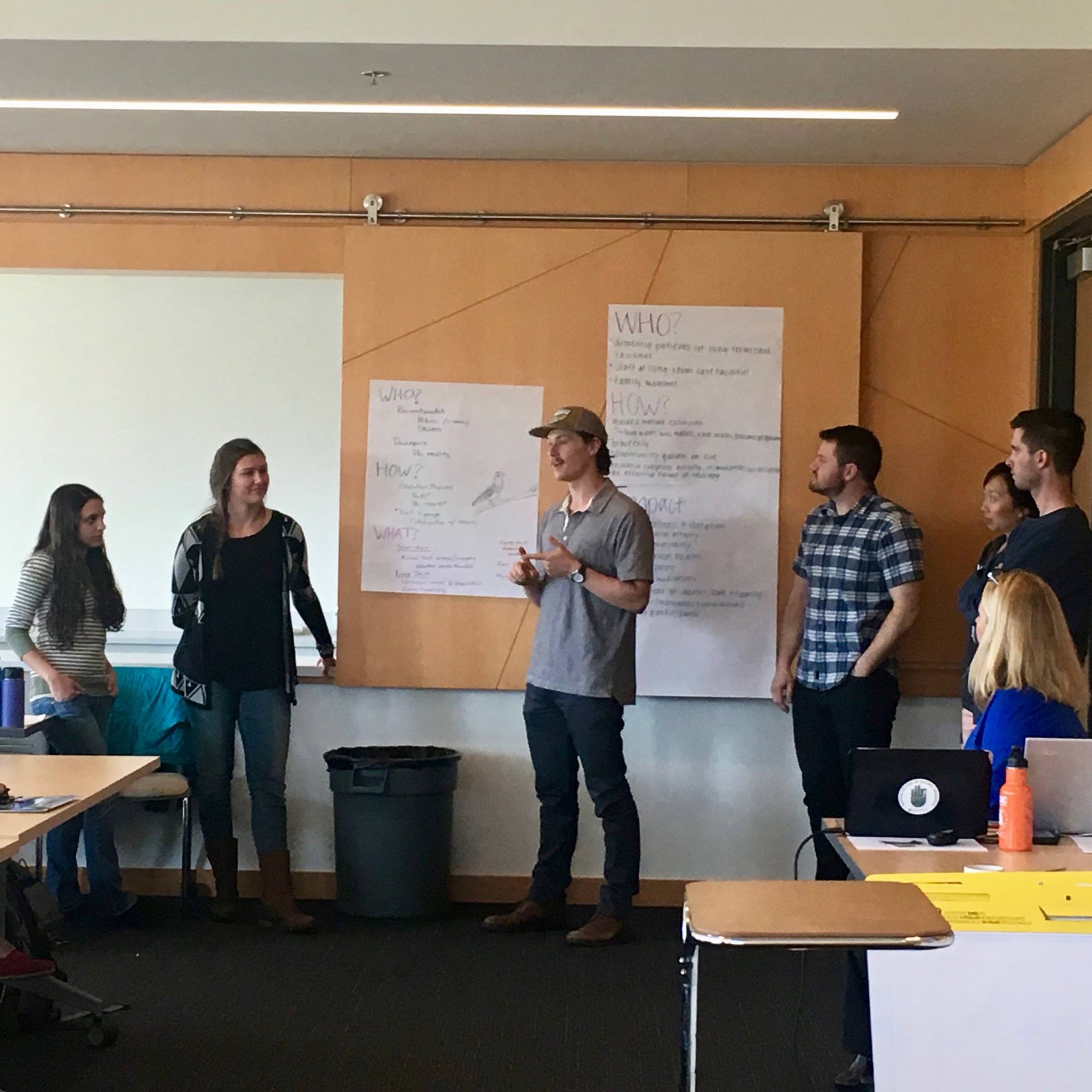 Conservation leadership students doing a presentation on collaborative conservation and adaptive management.