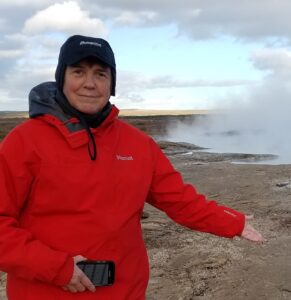 Photo of Judy Hannah in the field at Geysir