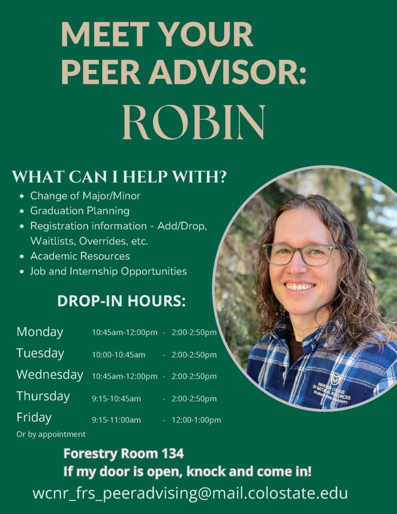 Peer advisor drop in information and hours